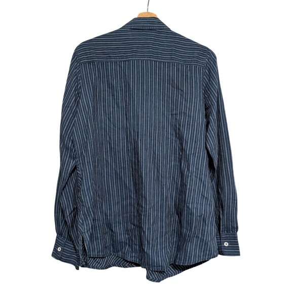 Foxcroft Womens Blue Pinstripe Button-Down Shirt Size 10 Long Sleeve - Picture 2 of 8